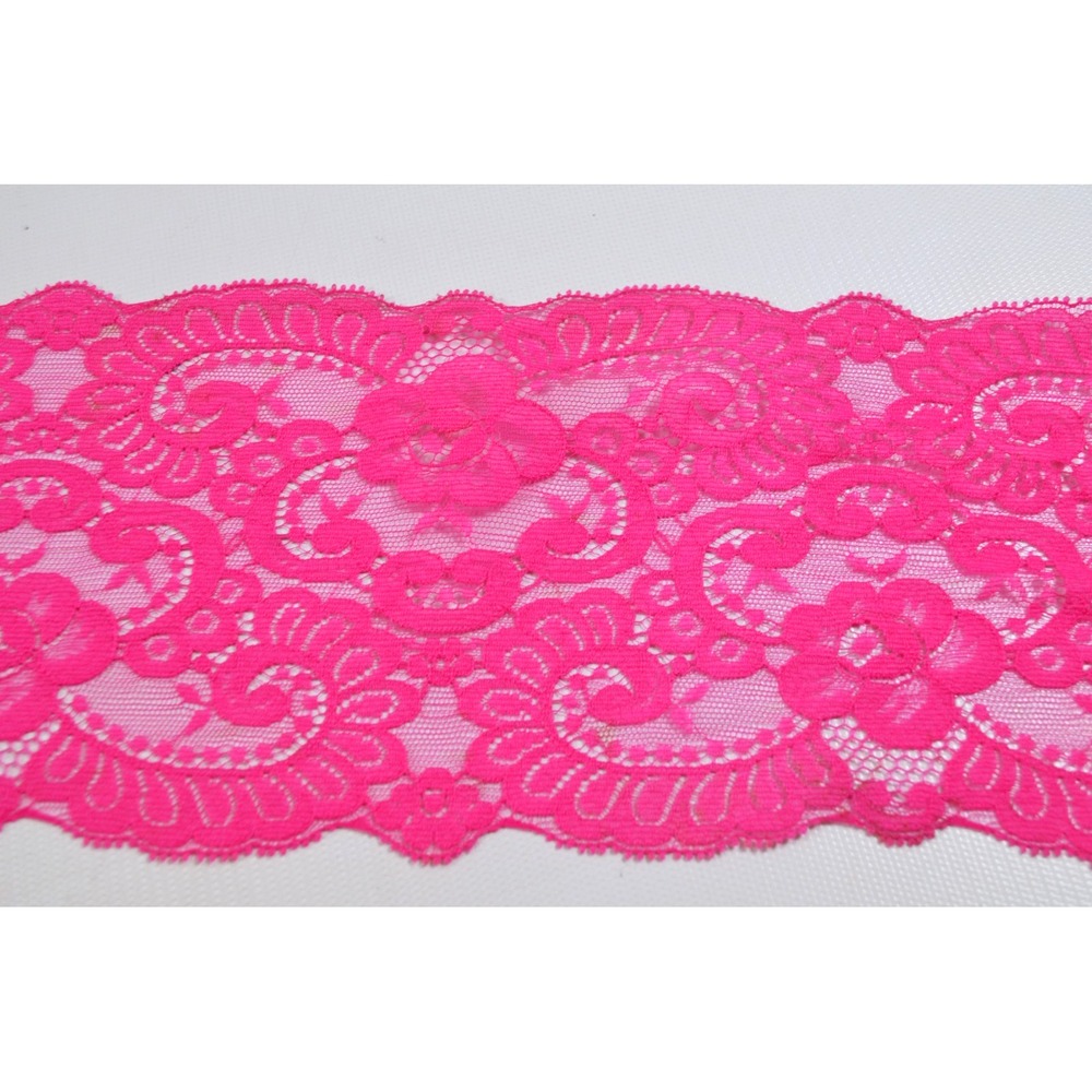Vintage Pink  Floral Lace Scalloped Edge Trim 4.75 " Wide BY THE YARD